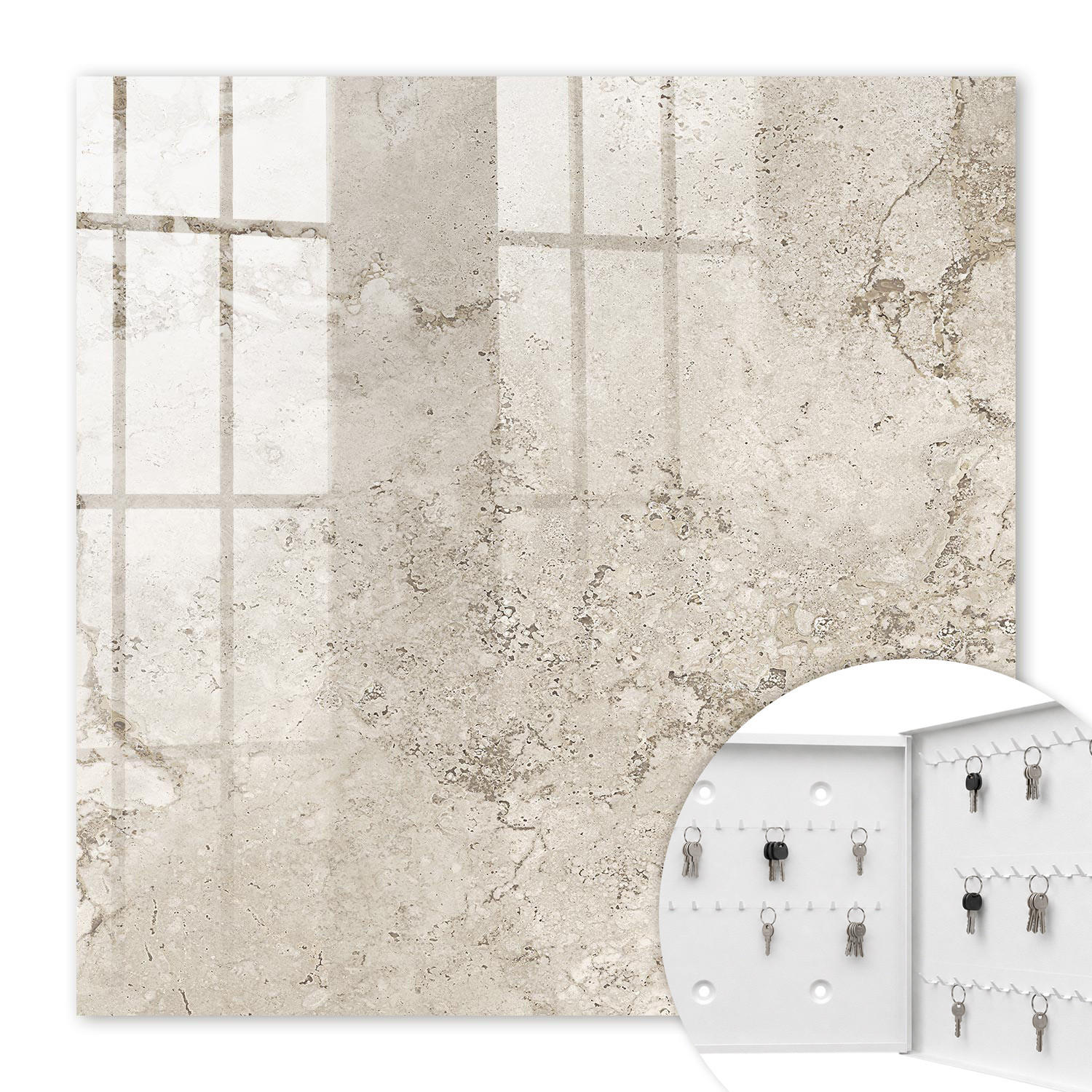 SCHLÜSSELBOX Weiß 30x30 cm – Türöffnung nach rechts - Beige Textur - Beige, Metall (30/30/5cm) - TULUP