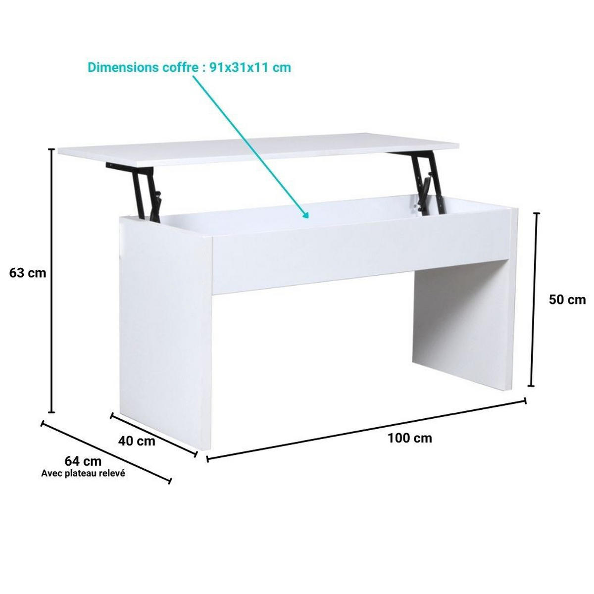 COUCHTISCH ARIZONA / 100x40cm - Weiß - Weiß, Holzwerkstoff (100/64/63cm) - Weber Industries
