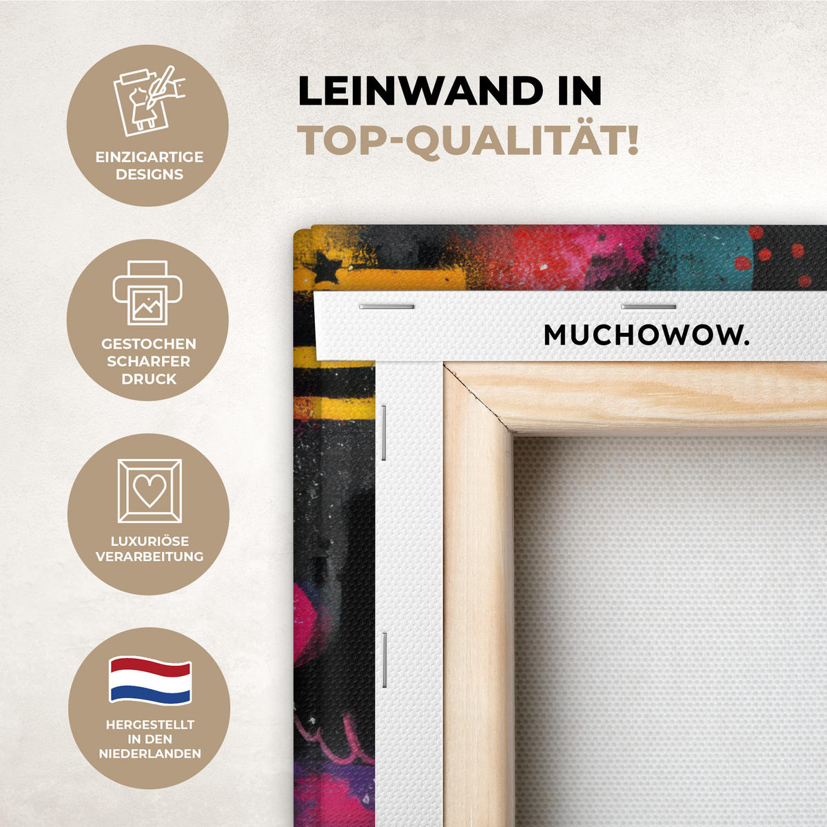 LEINWANDBILD Farbflächen - Formen - Bunt - Abstrakt Deko Schlafzimmer 30x20 cm - Pink, Textil (30/20cm) - MuchoWow