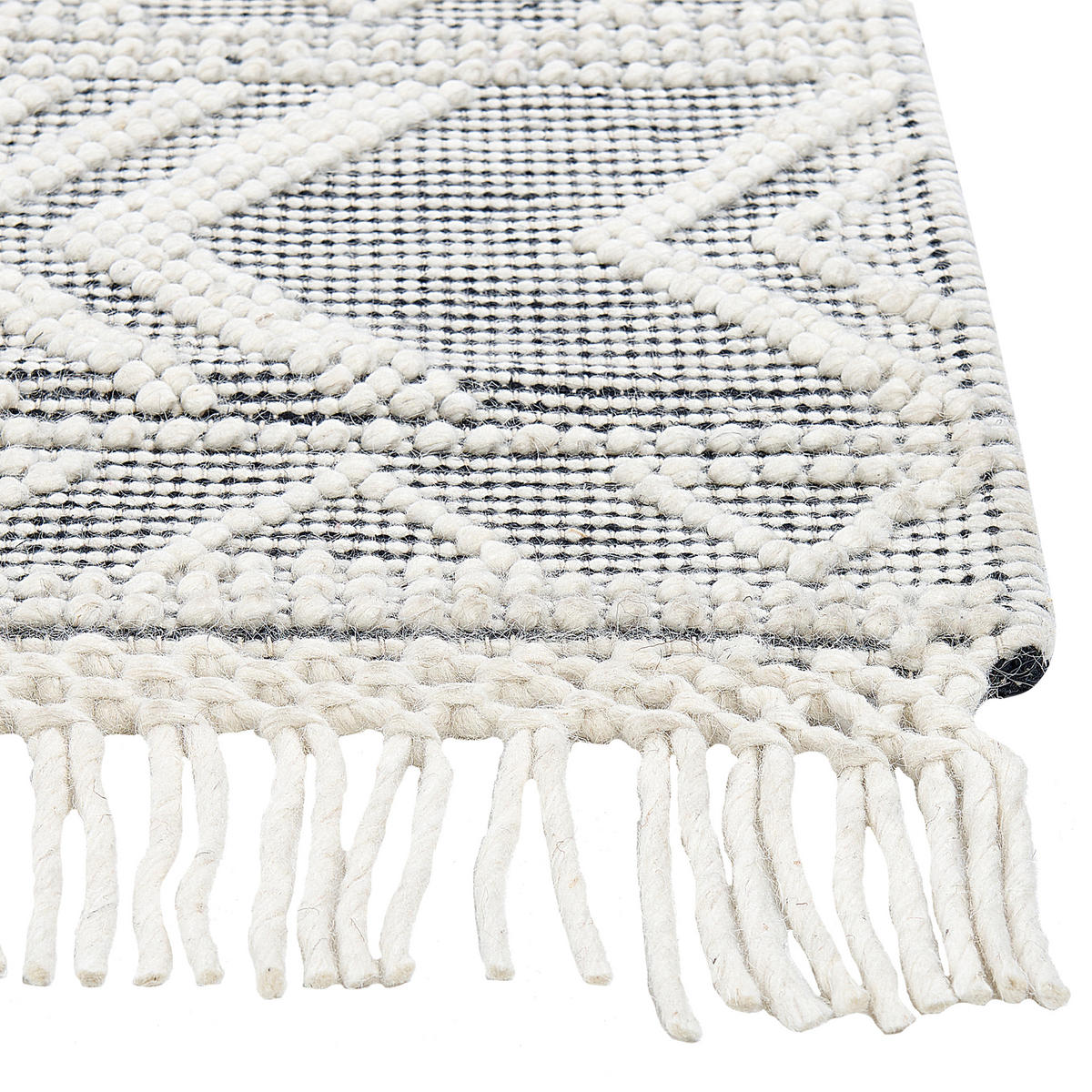 TEPPICH geflochten Pazar 230/160 cm - Weiß, Textil (160/230cm) - Beliani