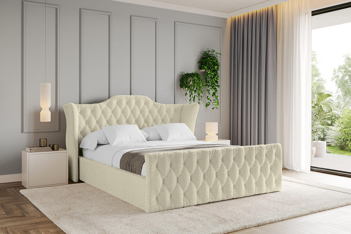 POLSTERBETT mit Bettkasten, Fußteil und Lattenrost, Boxbett mit Matratze H3/H4 - ZORAN-Z 180x200 Beige - Taupe, Holzwerkstoff/Textil (180/200cm) - ALTDECOR