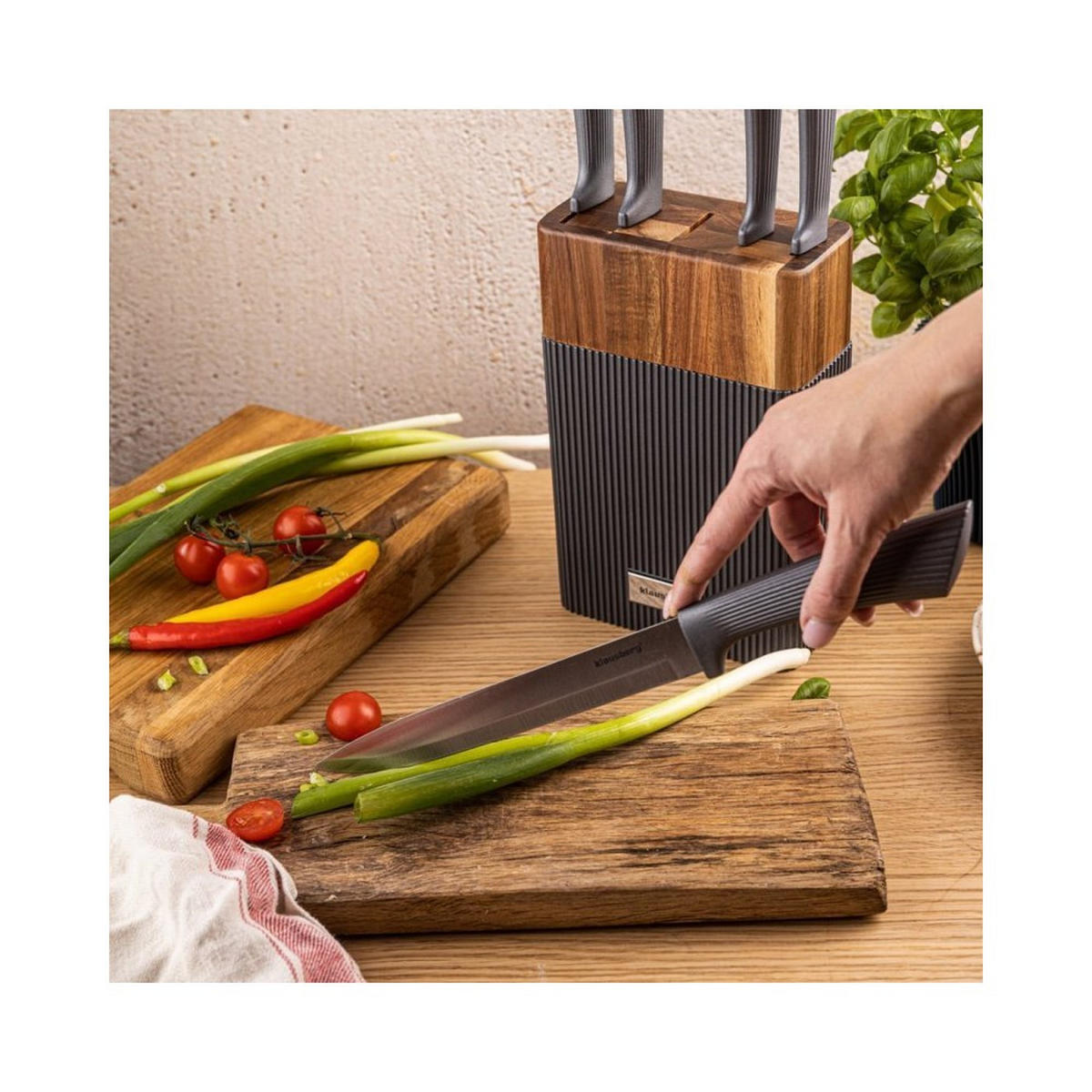 MESSERSET Graphit 35/20/35 cm 63931 - Graphitfarben, Holz - Klausberg 