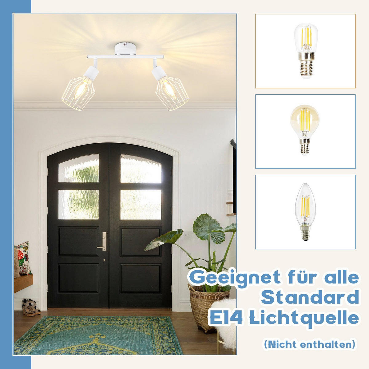 STRAHLER Franziska 2-flammig 32/8/10 cm - Weiß, Metall (32/8/10cm) - Nettlife