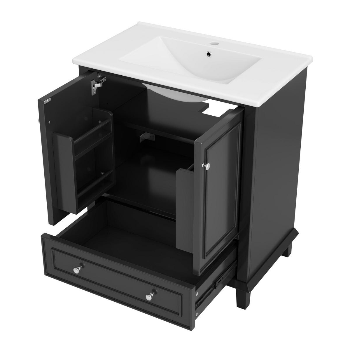 BADEZIMMERSCHRANK mit Keramikwaschbecken 73 x 45 x 87 cm Schwarz - Schwarz, Holzwerkstoff (45/87/73cm) - Beauniv