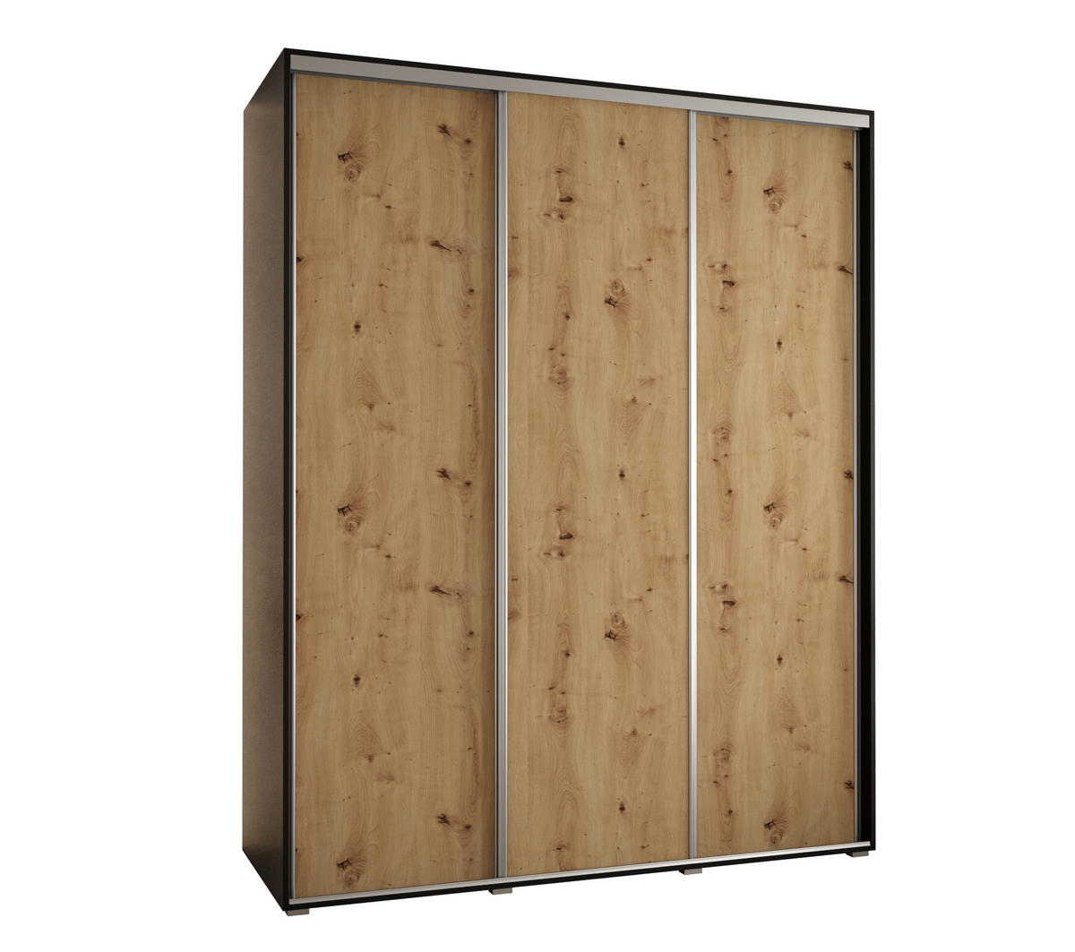 SCHWEBETÜRENSCHRANK 235,2/200/45 3-türig - Silberfarben/Schwarz, Holz/Metall (200/235/45cm) - Abiks Möbel