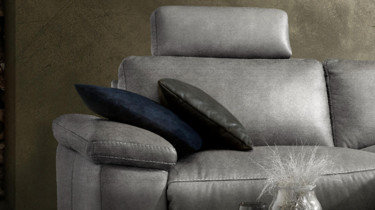 ECKSOFA MOTORISCH. RELAXFUNKTION LOLA Grau Webstoff - Schwarz/Grau, Textil (233/178cm) - KAWOLA