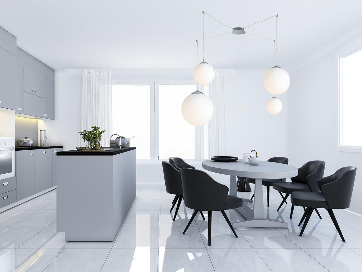 LED-PENDELLEUCHTE Glaskugel Lampenschirme, höhenverstellbar bis 250cm - Silberfarben/Weiß, Glas/Metall (80/80/250cm) - meineWunschleuchte
