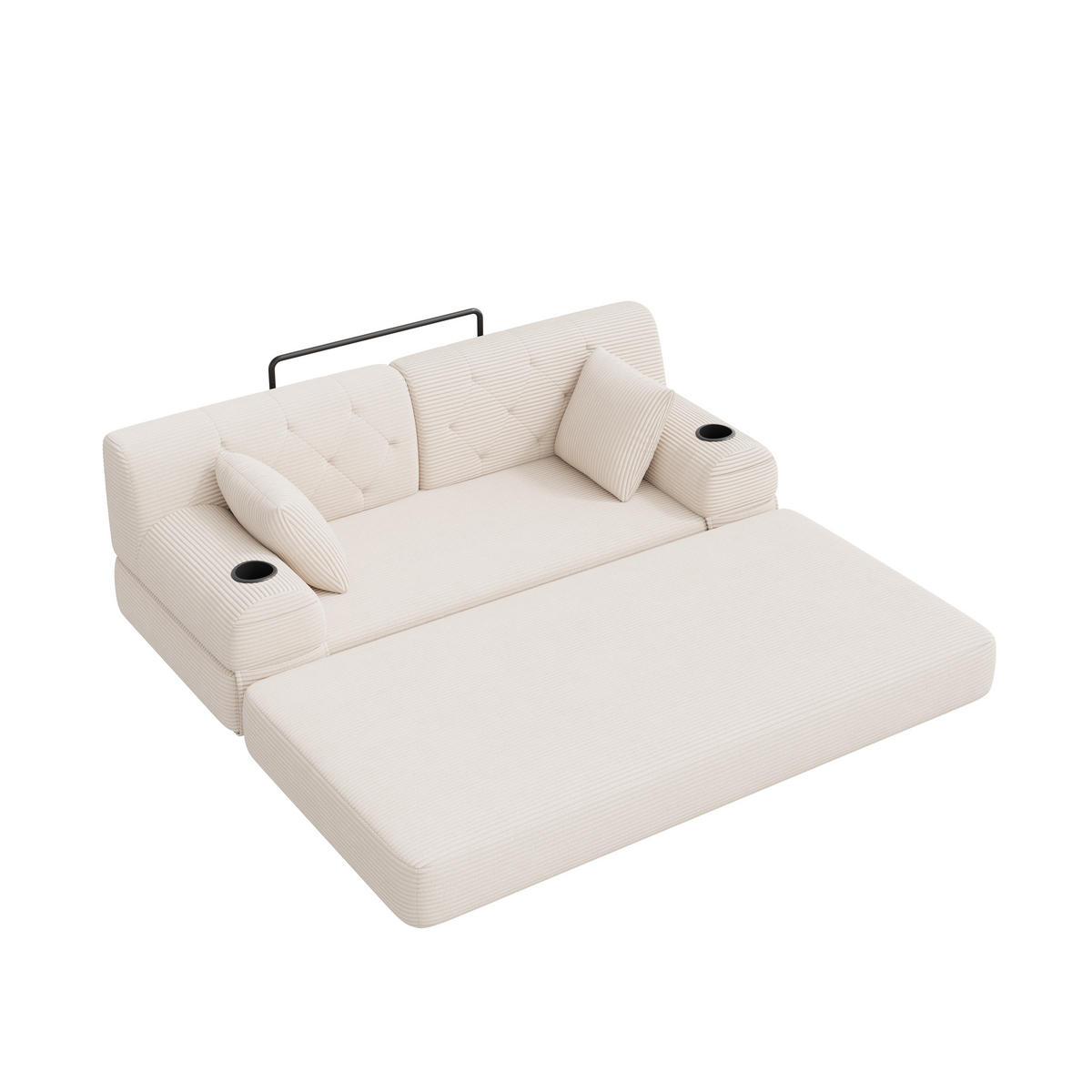 SCHLAFSOFA DE-33850 mit hoher Rückenlehne Beige - Beige, Metall (168/81/80cm) - ComfortXL