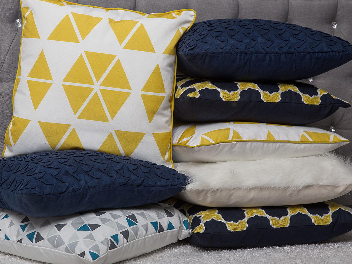 DEKOKISSEN 2er-Set Gelb 45/45 cm Pansy - Gelb, Textil (45/45cm) - Beliani