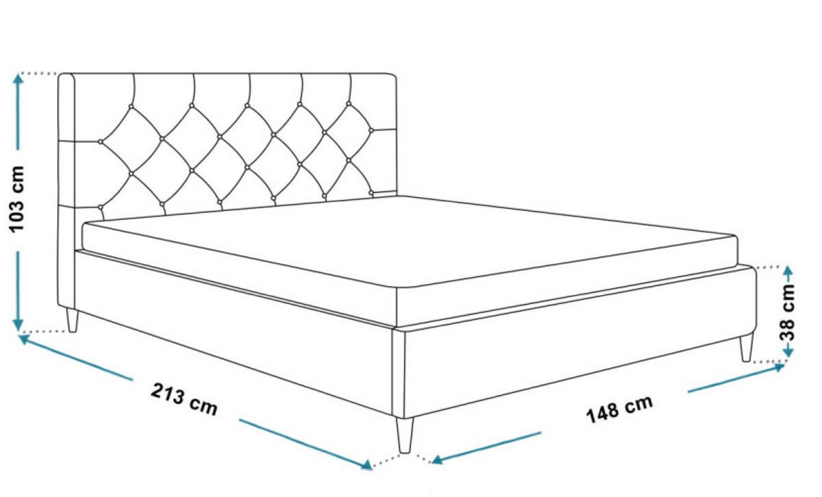 BETT Schwarz LUXO 6 Gepolstert Mit Kristallknöpfen 140x200 cm - Eichefarben/Schwarz, Textil (140/200cm) - Sepro Meble