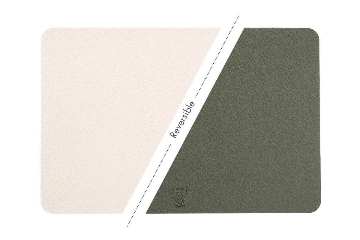 TISCHSET - 6er-Set - Recyceltes Leder in Cremeweiß und Graugrün - Weiß, Textil (30/44.5cm) - Björn