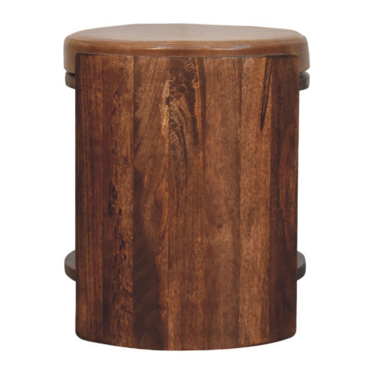 HOCKER mit Roasted-Almond-Finish, 1 offene Ablage, Ledersitz, kakaobraun - Braun, Leder/Holz (38/41/38cm) - Artisan Furniture