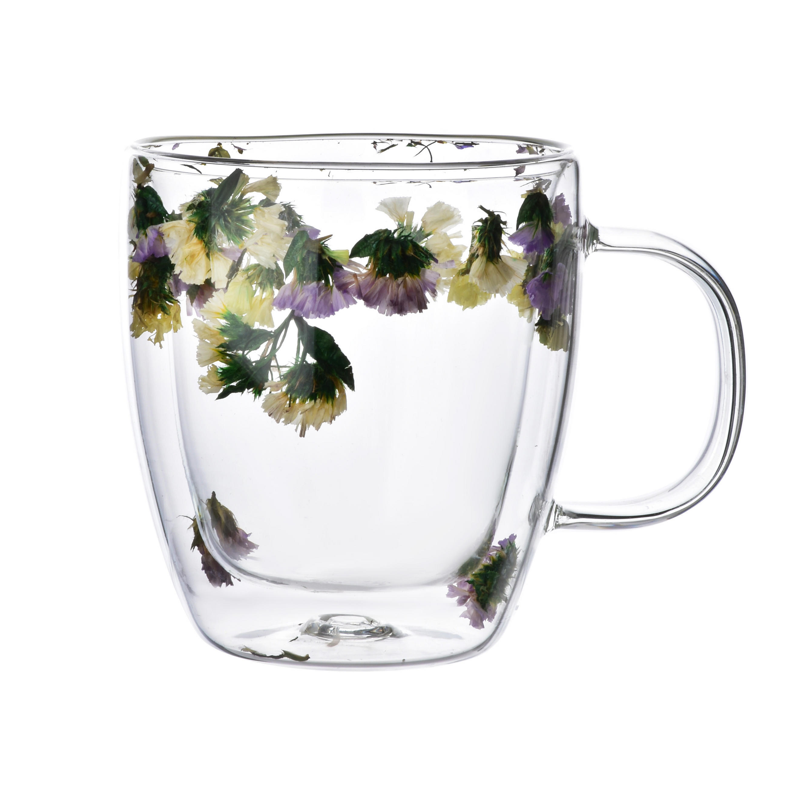 BECHER Peter Flowers Transparent Beige 11/11/12 cm Glas - Transparent/Beige, Glas (0.35L) - Mondex