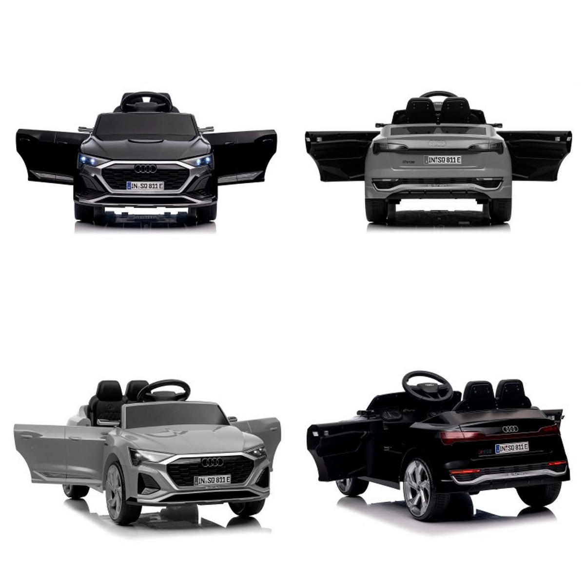 ELEKTROAUTO SUV Audi SQ8 schwarz Fernbedienung Doppelmotorantrieb Gurt - Schwarz, Kunststoff (98/58/43cm) - Chipolino