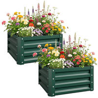 HOCHBEET-SET DE-12251 2er-Set 60/60/30,5 cm mit offenem Boden Grün - Grün, Metall (60/30.5/60cm) - ComfortXL