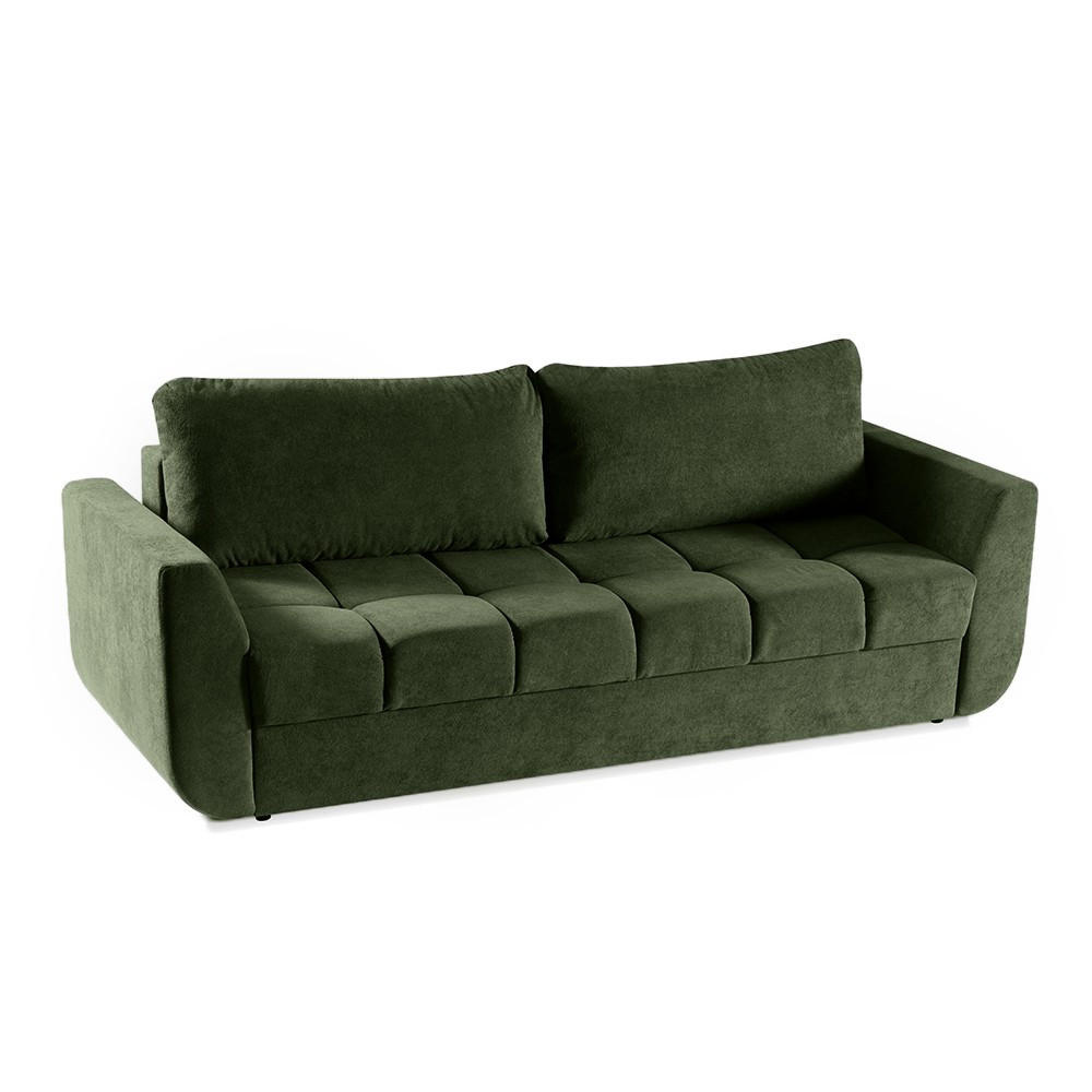 SOFA Delta Grün, mit Schlaffunktion - Grün, Holzwerkstoff (245/93/118cm) - Bettso