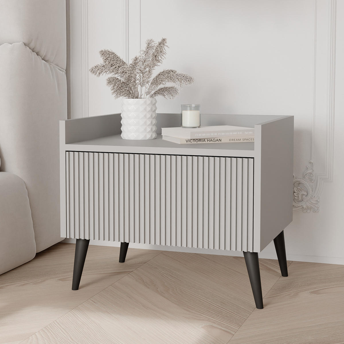 NACHTSCHRANK SCALA 52/41/45 cm Kaschmir - Kaschmir/Schwarz, Holzwerkstoff/Metall (52/45/41cm) - Idohome