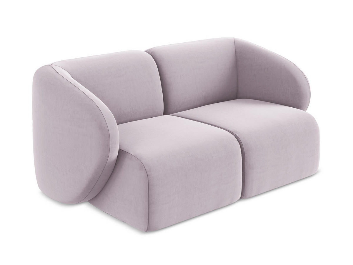 2-SITZER-SOFA Samt Stoff Violett - Flieder/Schwarz, Holzwerkstoff/Kunststoff (174/75/94cm) - Makamii