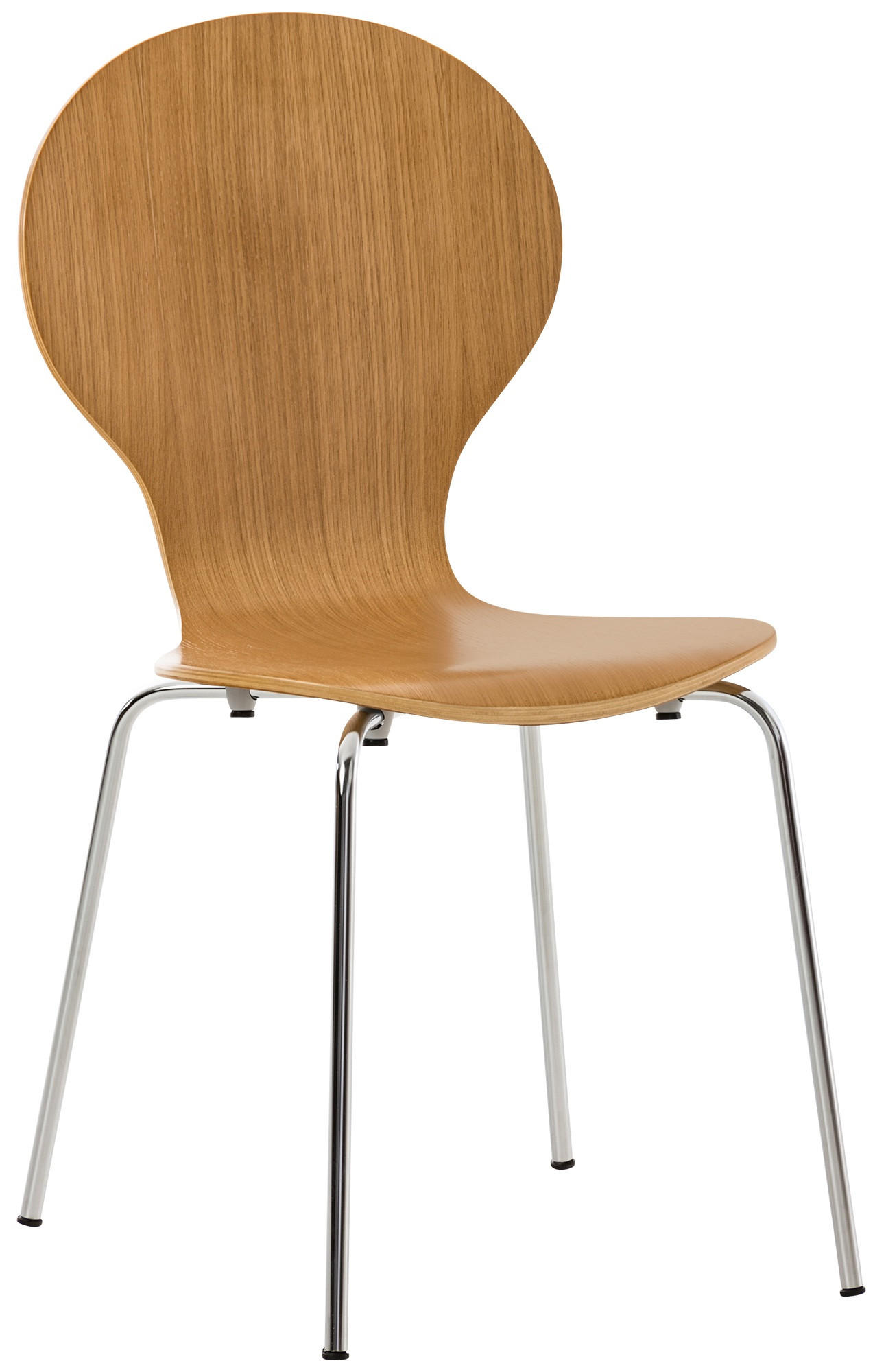 BESUCHERSTUHL Holz eiche - Chromfarben/Eichefarben, Holz/Metall (43/86/45cm) - CLP