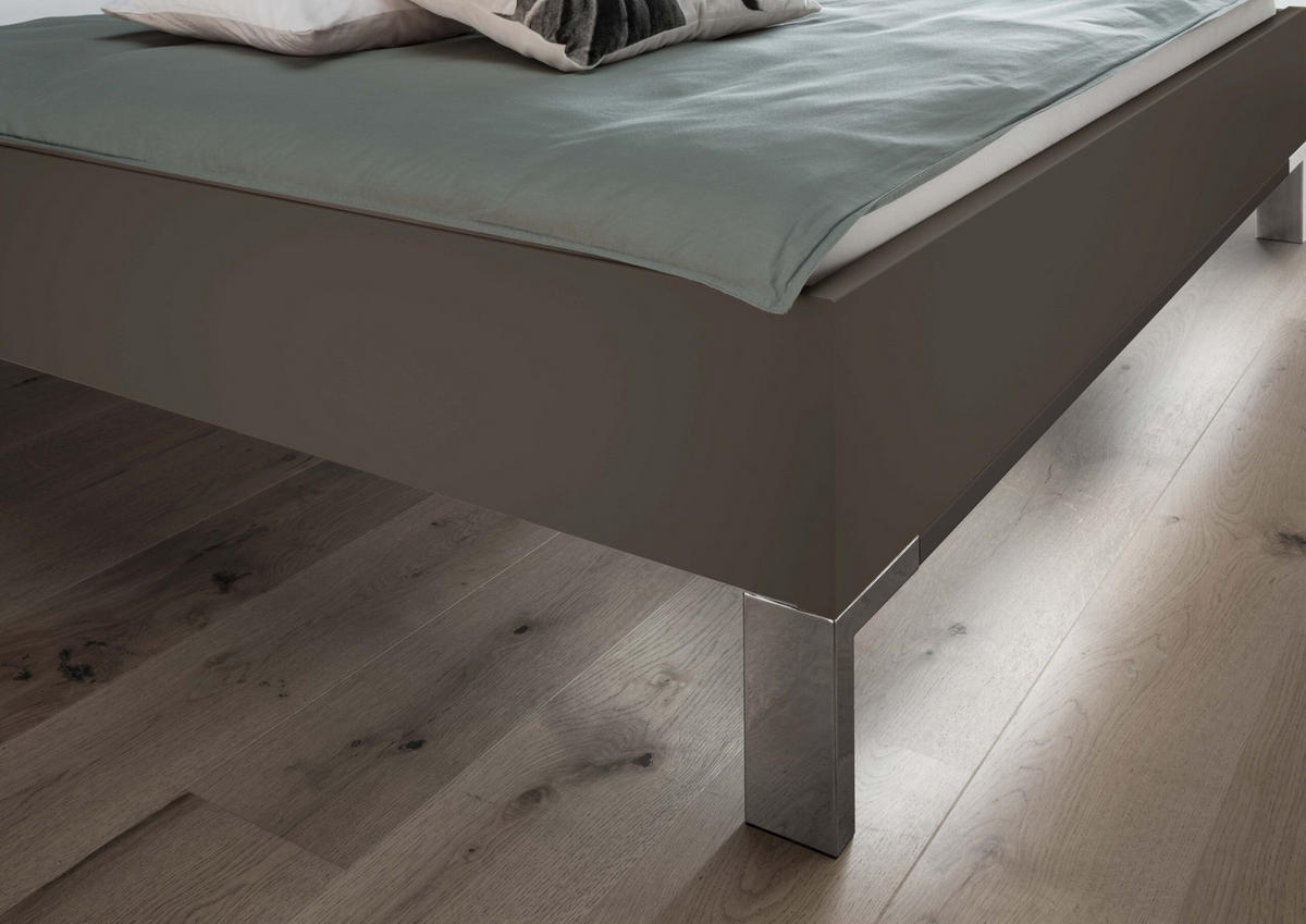 SCHLAFZIMMER Sentara in Havanna und Kieselgrau 4-teilig mit Kleiderschrank 250cm Breite inkluisve Beleuchtung, Doppelbett 180x200cm, zwei Nachttische - Braun, Holzwerkstoff (80/200/120cm)