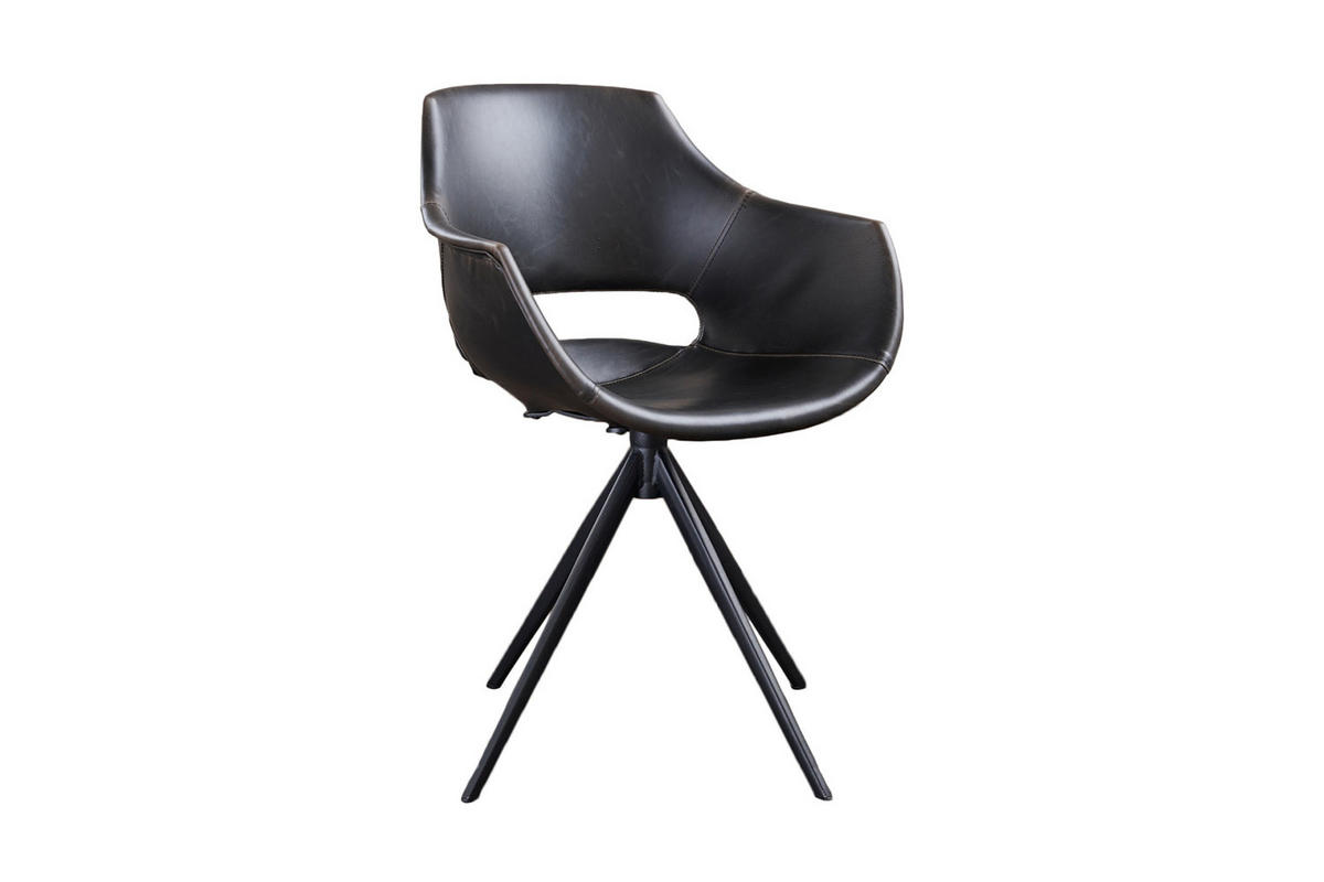 DREHSTUHL ZAJA Schwarz Kunstleder - Schwarz, Leder (57/85/59cm) - KAWOLA
