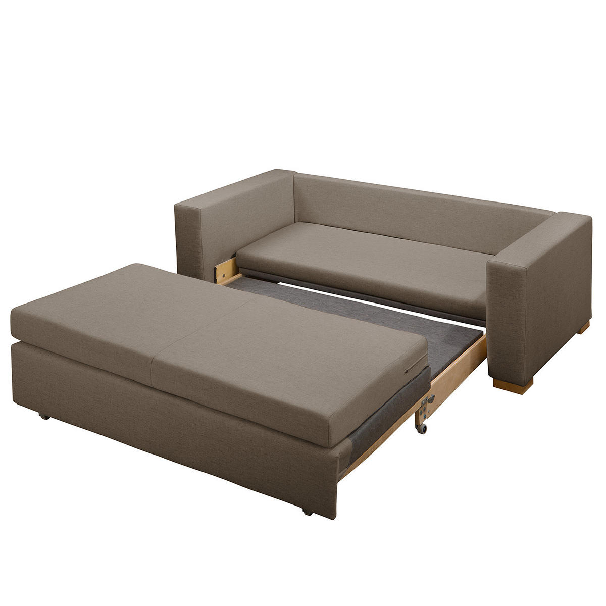 SCHLAFSOFA - Taupe/Hellbraun, Textil (173/90/90cm) - home24