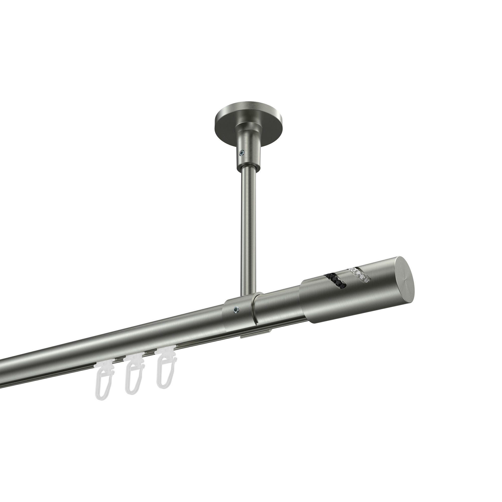 INNENLAUF-GARDINENSTANGEN-SET Sonette Zoena 480 cm (geteilt in 3 x 160 cm), 1-läufig, 20 mm Ø Edelstahl-Optik - Edelstahlfarben, Metall (480cm) - INTERDECO