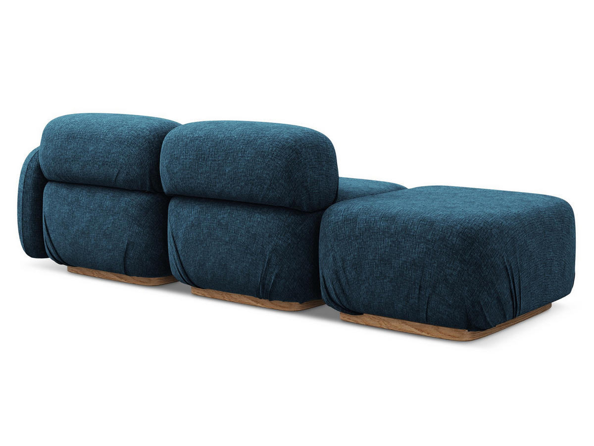 3-SITZER SOFA Links Chenille Stoff Blau - Blau/Braun, Holz/Textil (258/73/95cm) - Makamii