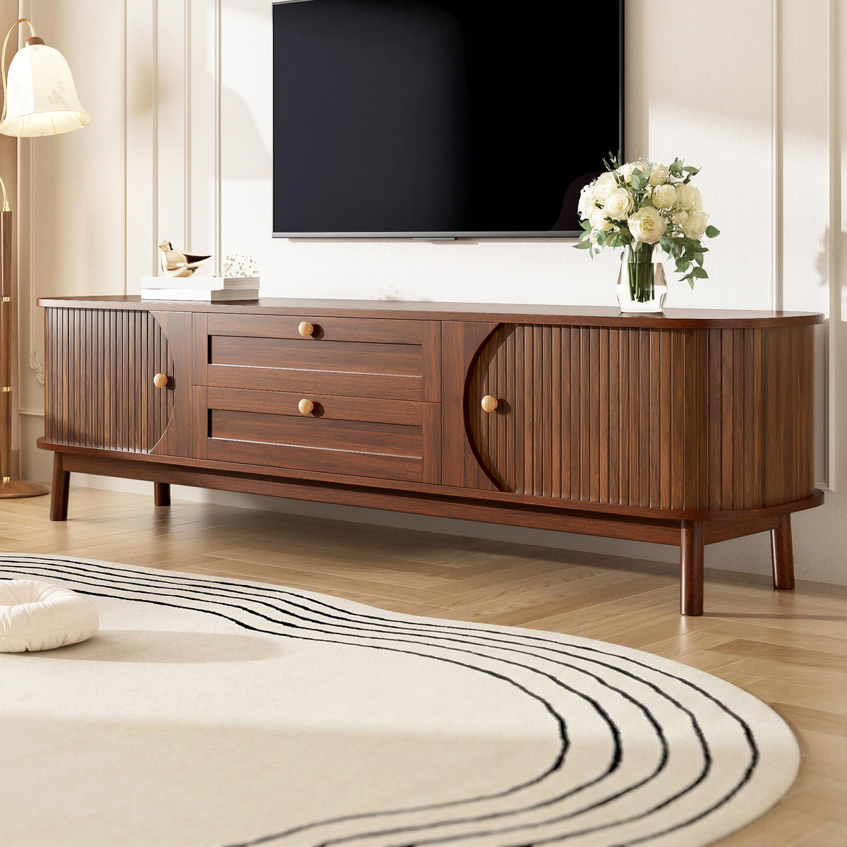 TV-SCHRANK Holzoptik Schubladen - Walnussfarben, Holzwerkstoff (170/46/39.5cm)