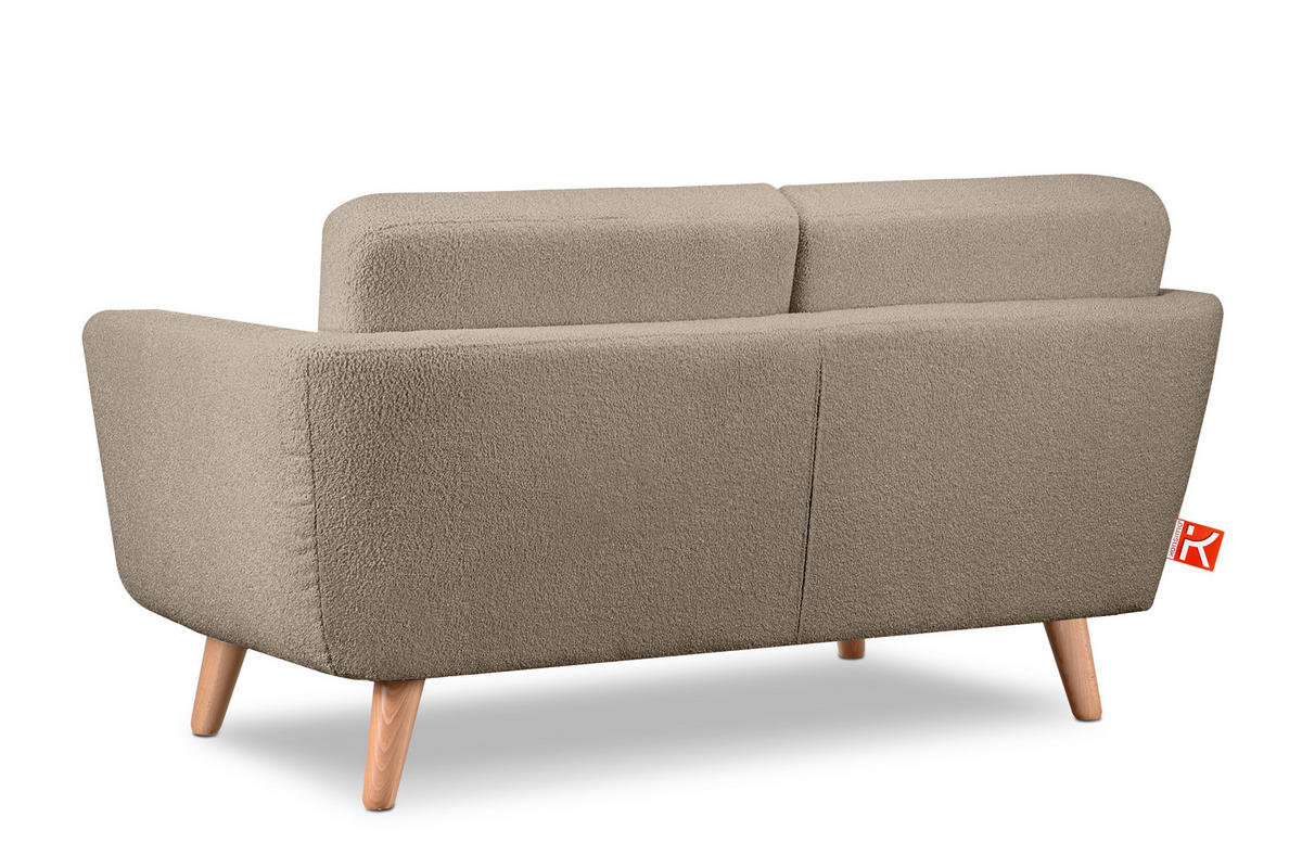 SOFA TAGIO mit Armlehnen, Dunkelbeige - Graubraun/Beige, Buchenholz/Textil (153/80/84cm) - KONSIMO®