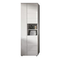 BADSCHRANK weiß Hochglanz 60 x 190 cm, Hochschrank mit 11 Fächern - Weiß Hochglanz/Schwarz, Holzwerkstoff/Kunststoff (60/190/34cm) - Inn.Furn