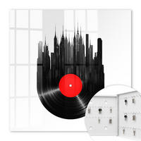 SCHLÜSSELBOX Weiß 30x30 cm – Türöffnung nach rechts - Musik der Stadt - Schwarz, Metall (30/30/5cm) - TULUP