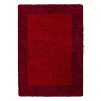 TEPPICH Hochflor einfarbig mit Bordüre Polypropylen Wohnzimmer Rot Rechteckig 200x290 - Rot, Textil (200/290cm) - KADIMA DESIGN