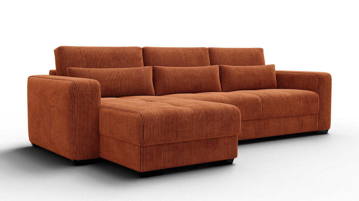 ECKSOFA OLI 4-Sitzer links, orange - Orange, Holz/Textil (295/172cm) - Courtois Laville