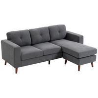 ECKSOFA Dunkelgrau 192/137/84 cm 3-Sitzer - Dunkelgrau, Textil (192/137cm) - PANGIVO