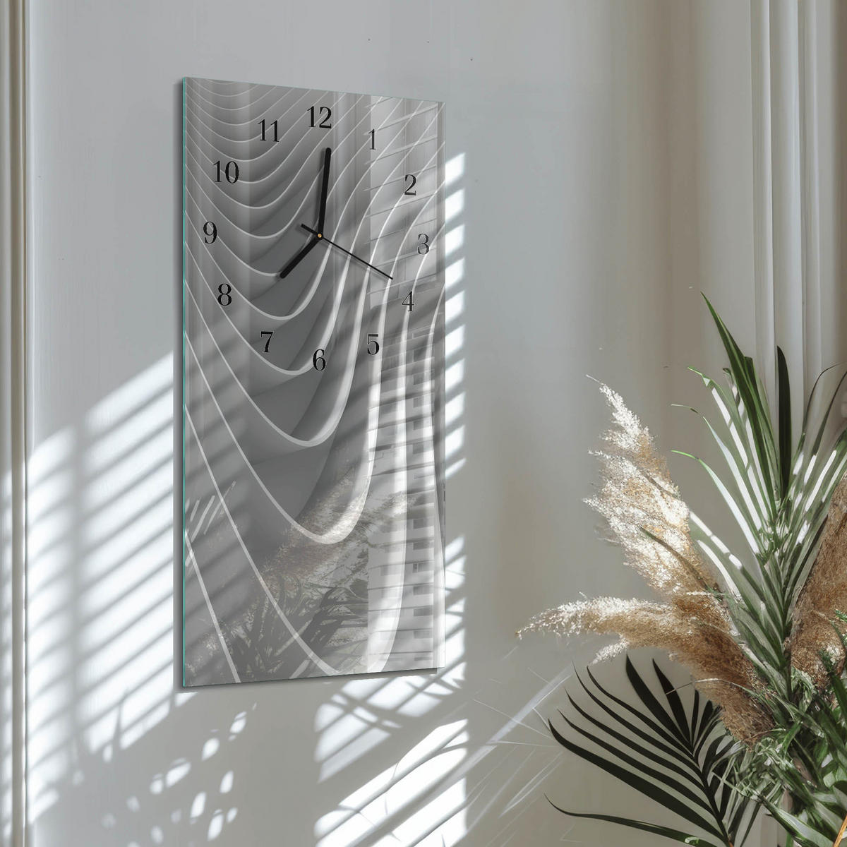 WANDUHR aus Glas 30x60 cm - Abstraktion - Grau, Glas (30/60/0.4cm) - TULUP