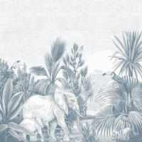 FOTOTAPETE Dschungelmuster 300 x 279 cm - Blau, Papier (300/279cm) - ESTAhome