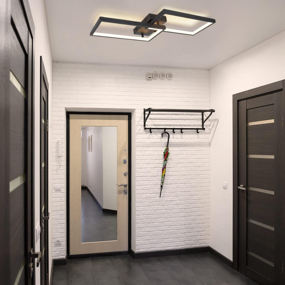 LED-DECKENLEUCHTE Kerrigan 60/29/7cm - Schwarz, Metall (60/29/7cm) - ZMH