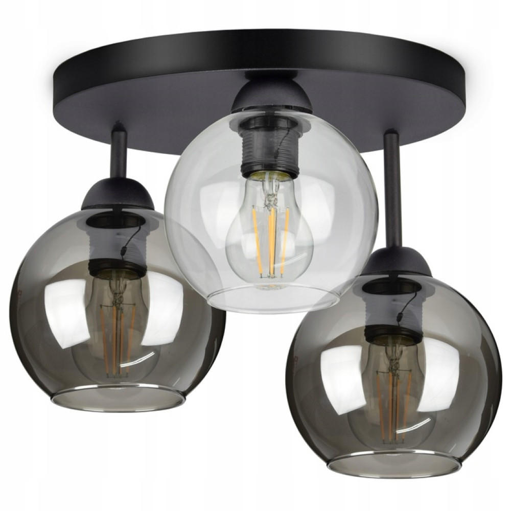 DECKENLEUCHTE HADEN - Transparent/Schwarz, Glas/Metall (30/30/28cm) - kiki design