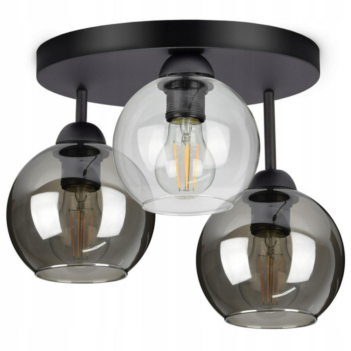 DECKENLEUCHTE HADEN - Transparent/Schwarz, Glas/Metall (30/30/28cm) - kiki design