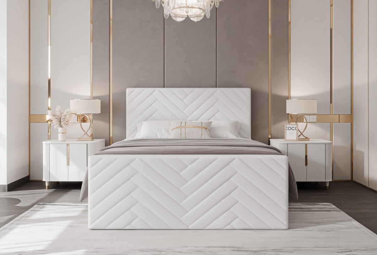 BOXBETT NEREA PLUS 200/200 cm mit Matratze und Topper, Weiß - Weiß, Holzwerkstoff/Textil (200/200cm) - Idohome