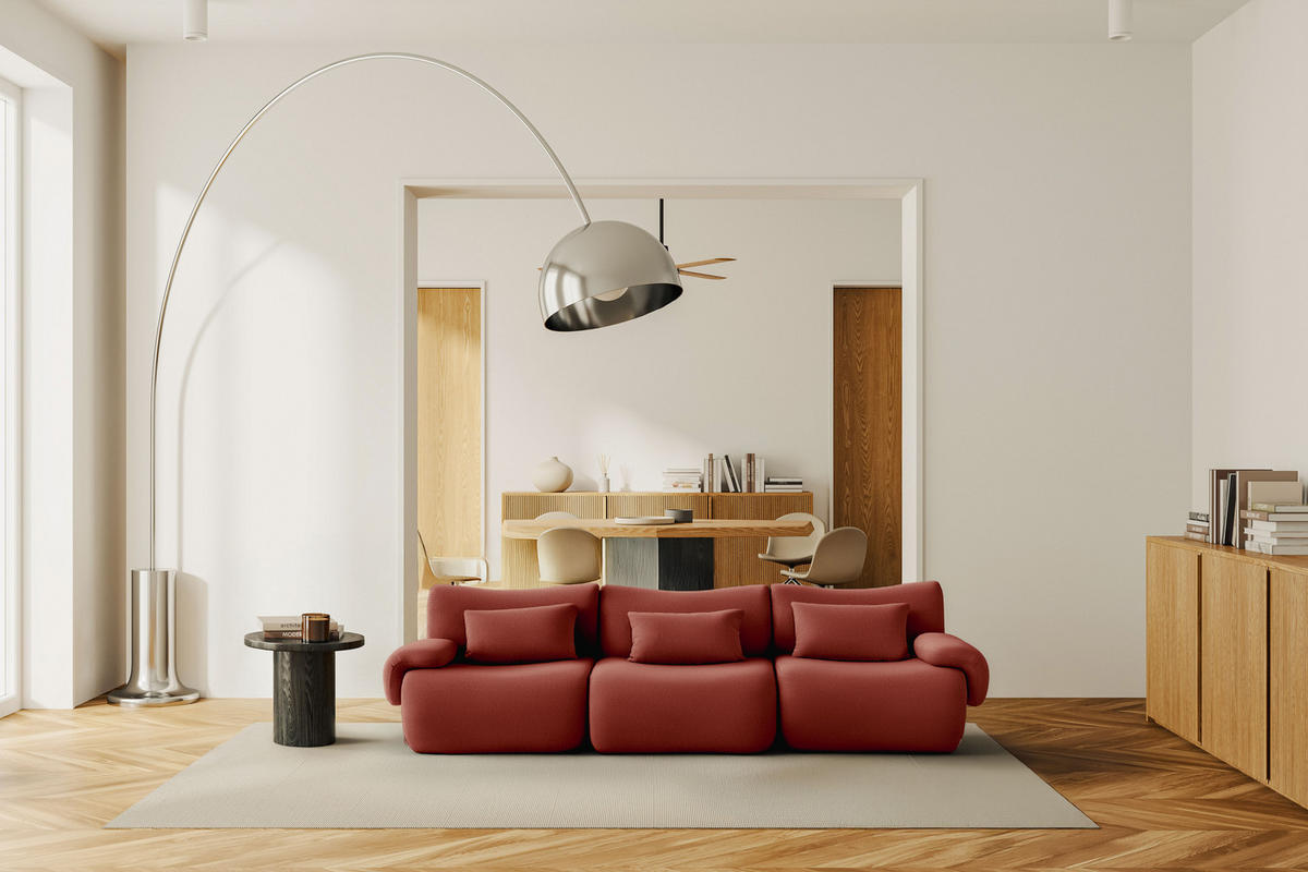 3-SITZER-SOFA Bouclé-Stoff Terrakotta-Rot - Terracotta, Textil (281/73/95cm) - MILYsofa