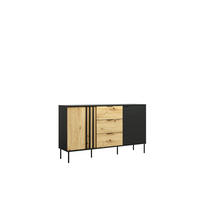 KOMMODE Schwarz, Eiche Artisan 165/92/40 - Schwarz/Eiche Artisan, Holzwerkstoff (165/92/40cm) - RAUMHIRSCH FURNITURE