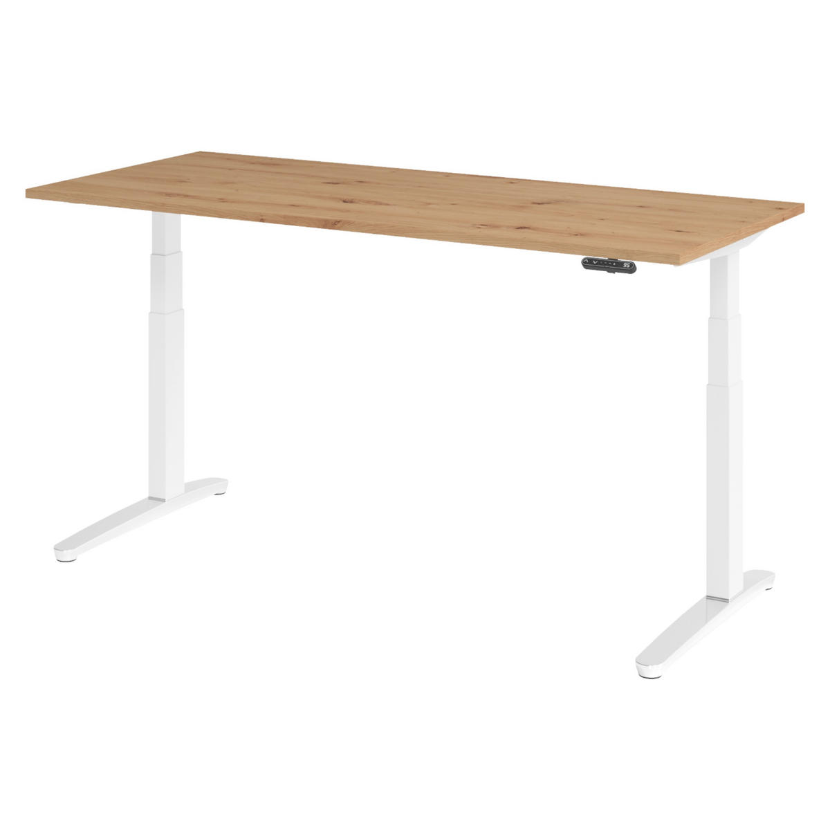 SCHREIBTISCH elektrisch XBHM 80/180/74 cm in Wildeiche/Weiß/Alu poliert - Wildeiche/Weiß, Holzwerkstoff (80/180/74cm) - bümö