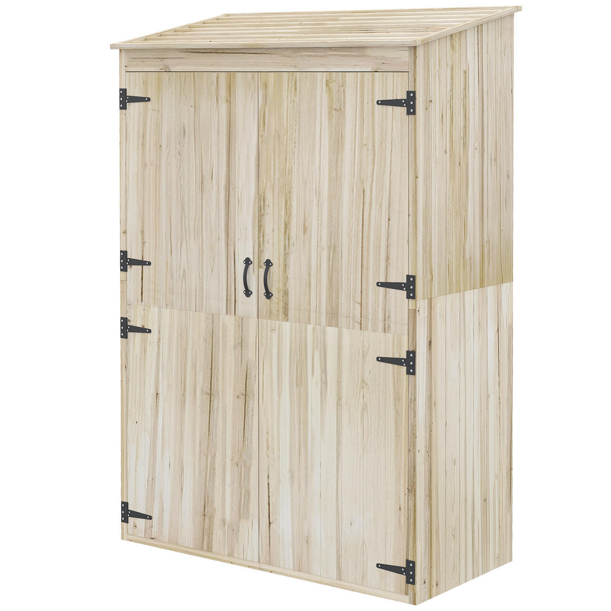 GERÄTESCHUPPEN DE-17586 2 Türen mit Schrägdach Naturholz - Naturfarben, Holz (120/183/57cm) - ComfortXL