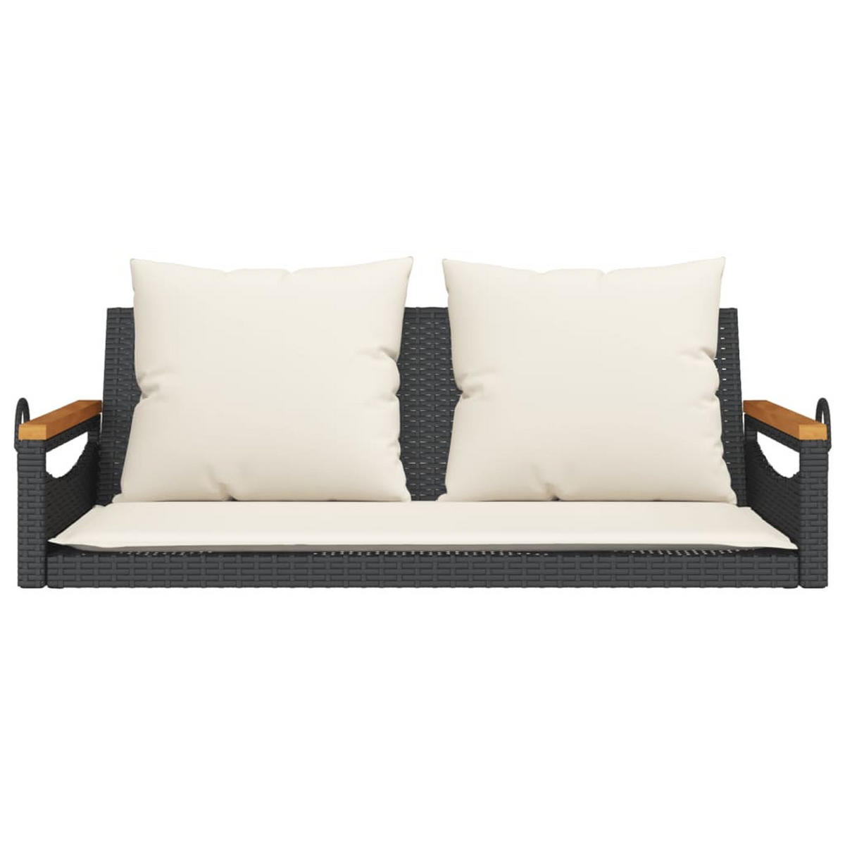 HÄNGEBANK mit Kissen Schwarz 109x62x40 cm Poly Rattan - Schwarz, Holz (109/40/62cm) - furnicato