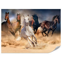 FOTOTAPETE für Schlafzimmer Galoppierende Pferde Wüste Herde 350x256 - Beige/Orange, Papier (350/256cm) - Muralo