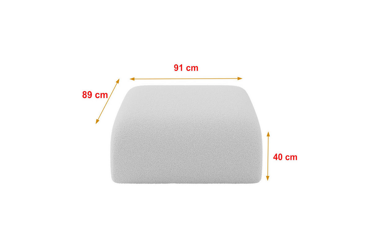 POUF MIRA-PUF 91x89x40 Hellgrau cm Bouclé Modular Sitzhocker - Silberfarben/Hellgrau, Holzwerkstoff/Kunststoff (91/40/89cm) - ALTDECOR