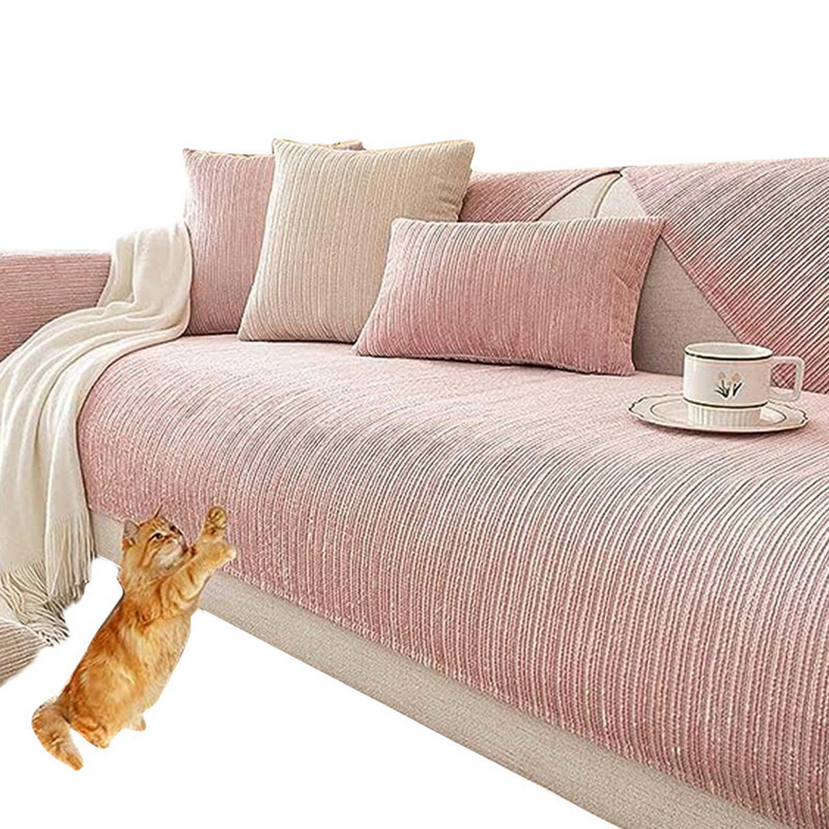 SOFAÜBERWURF Rosa 1 Stück - Pink, Textil (70/210cm) - OBOSOE