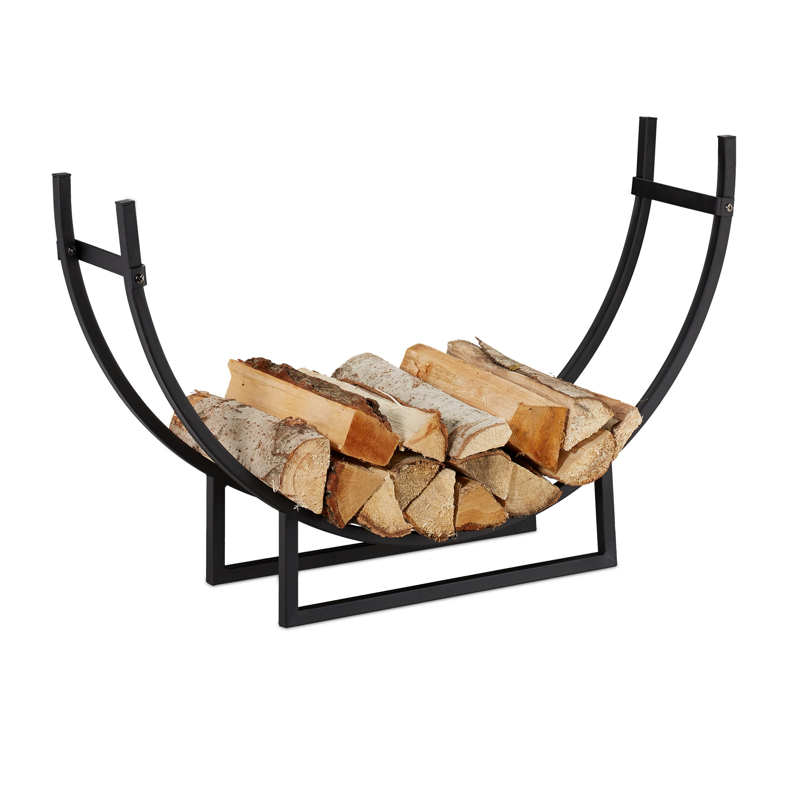 KAMINHOLZREGAL - Schwarz, Metall (92/55/21cm) - Relaxdays
